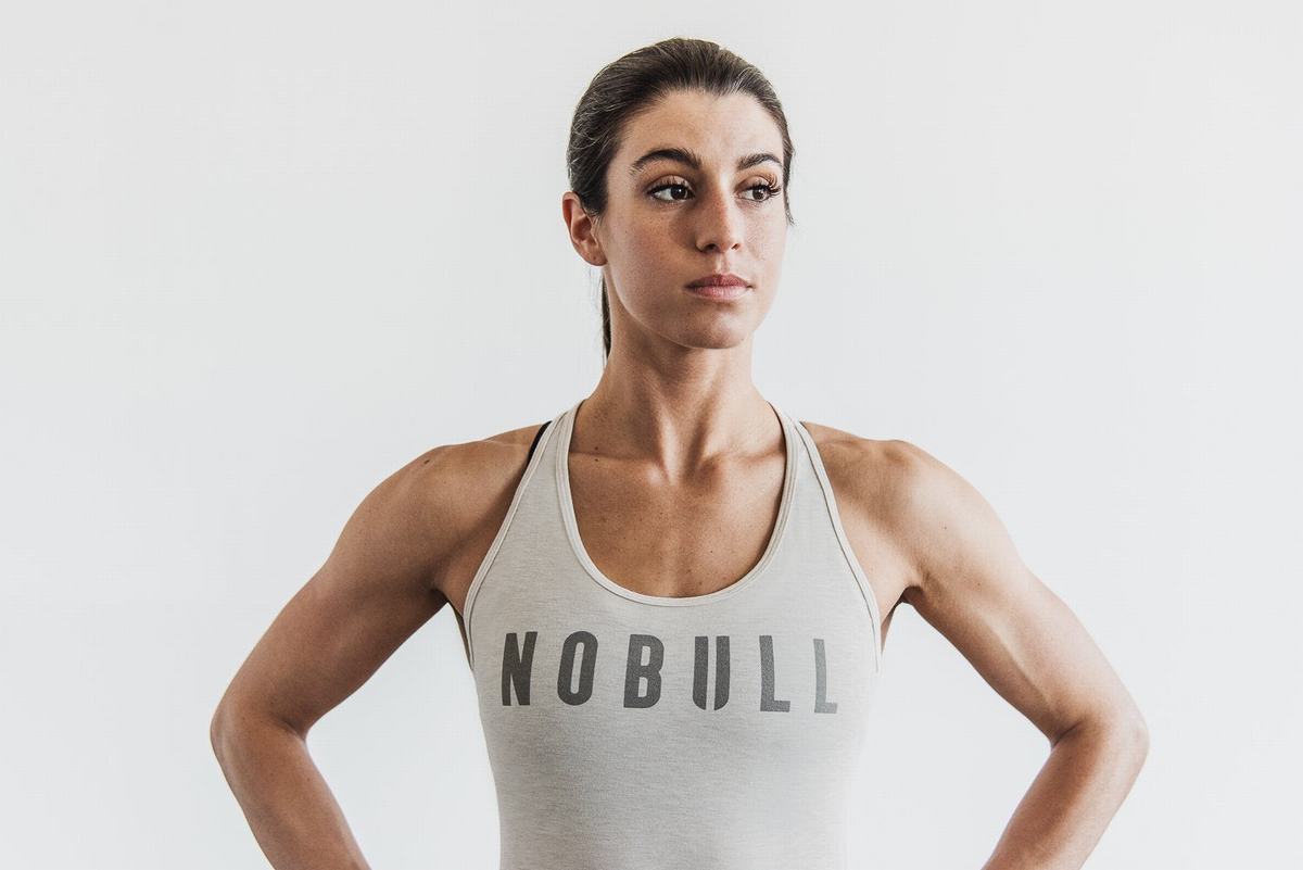 Nobull Racerback Women's Tank Tops Beige | Australia (BT4028)